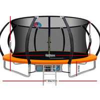 14ft Trampoline Kids Trampoline Rebounder w/ Ladder Basketball Hoop Orange