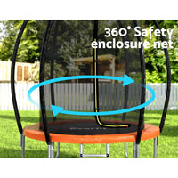 6FT Trampoline for Kids w/ Ladder Enclosure Safety Net Rebounder Orange