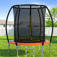 6FT Trampoline for Kids w/ Ladder Enclosure Safety Net Rebounder Orange