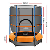 4.5FT Trampoline for Kids Trampoline w/ Enclosure Safety Net Rebounder Gift Orange