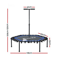 Everfit 48inch Hexagon Fitness Trampoline Rebounder Adjustable Handrail Blue