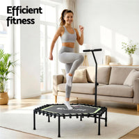 Everfit 48inch Hexagon Fitness Trampoline Rebounder Adjustable Handrail Green