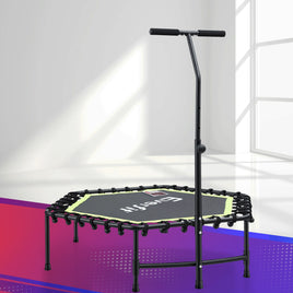 Everfit 48inch Hexagon Fitness Trampoline Rebounder Adjustable Handrail Green