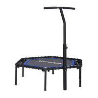 48inch Hexagon Fitness Trampoline Rebounder Adjustable Handrail Blue