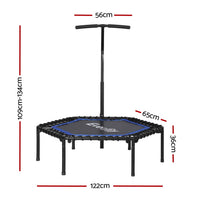 48inch Hexagon Fitness Trampoline Rebounder Adjustable Handrail Blue