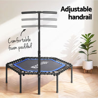 48inch Hexagon Fitness Trampoline Rebounder Adjustable Handrail Blue