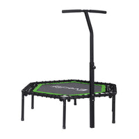 48inch Hexagon Fitness Trampoline Rebounder Adjustable Handrail Green