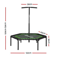 48inch Hexagon Fitness Trampoline Rebounder Adjustable Handrail Green