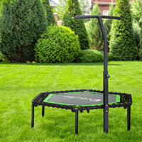 48inch Hexagon Fitness Trampoline Rebounder Adjustable Handrail Green