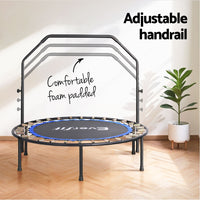 48inch Round Fitness Trampoline Rebounder Adjustable Handrail Blue