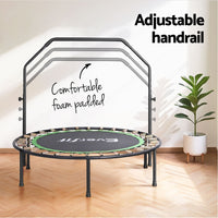 48inch Round Fitness Trampoline Rebounder Adjustable Handrail Green