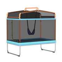 6FT Trampoline Kids Rectangle Trampoline w/ Swing Enclosure Safety Net Orange