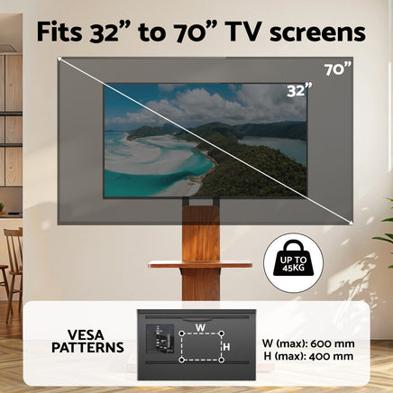 Artiss TV Stand 32-70" Wooden Tray Swivel Height Adjustable