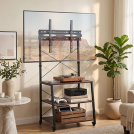 Artiss Mobile TV Stand 32-65 Inch TVs Mount 50kg with 3 MDF Shelves Lockable Wheels Adjustable Feet