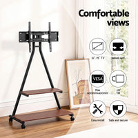 Artiss Mobile TV Stand Rolling Cart Wheels 32-75" Heavy Duty 133kg Mount Bracket