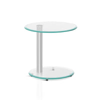 Coffee Table Oval Tempered Glass Side End Beside Tables Cafe 45cm