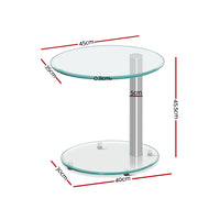 Coffee Table Oval Tempered Glass Side End Beside Tables Cafe 45cm