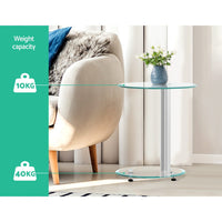 Coffee Table Oval Tempered Glass Side End Beside Tables Cafe 45cm