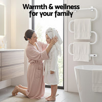 Devanti Heated Towel Rail Freestanding Wall Mounted S-Shape Electric Warmer Rack