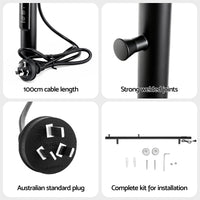 Devanti Heated Towel Rail with Timer Vertical Electric Heater Warmer Rack Black