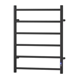 Devanti Heated Towel Rail 6 Round Bars  with Timer Electric Heater Warmer Rack