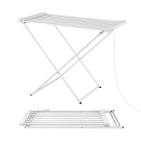 Devanti Heated Towel Rail Electric Clothes Airer Foldable Drying Rack 8 Bars