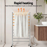 Devanti 10-Bar Freestanding Heated Towel Rail 3-5 Mins Fast Heating Electric Towel Warmer for Bathroom Winter Drying Stainless Steel Plug In 100W
