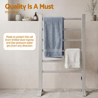 Devanti Electric Heated Towel Rail Rack 6 Bars with Timer Clothes Dry Warmer