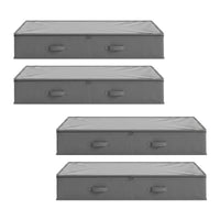 Artiss Under Bed Storage Containers X4 90L Boxes Organiser Clear Top Fabric Grey
