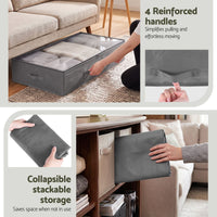 Artiss Under Bed Storage Containers X4 90L Boxes Organiser Clear Top Fabric Grey