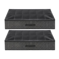 Artiss Under Bed Shoe Storage Containers X2 Box Organiser 12 Pairs Fabric Grey