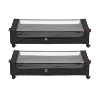 Artiss 2X Under Bed Storage Containers 48L Clothes Organiser Wheels Oxford Black