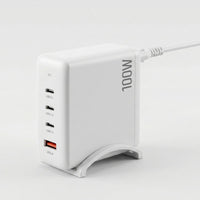Devanti USB C Charger 100W Fast Charger 4 Port GaN Desktop Station White