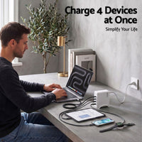 Devanti USB C Charger 100W Fast Charger 4 Port GaN Desktop Station White