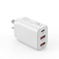 Devanti USB C Charger 30W Fast Charger 3 Port PD Charging Block White