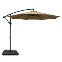 3m Umbrella w/Base Outdoor Cantilever Beach Garden Patio Parasol Beige