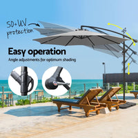 Umbrella Outdoor Umbrellas Cantilever Sun Stand UV Garden Base Grey 3M