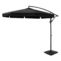 3m Outdoor Umbrella w/Base Cantilever Garden Beach Patio Black