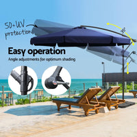 3m Outdoor Umbrella w/Base Cantilever Garden Beach Patio Navy