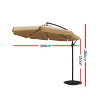 3m Outdoor Umbrella Cantilever Garden Beach Patio Beige