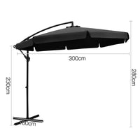 3m Outdoor Umbrella Cantilever Garden Beach Patio Black