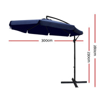 3m Outdoor Umbrella Cantilever Garden Beach Patio Navy