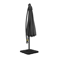 Outdoor Umbrella 3M Cantilever Beach LED Base Garden Sun Patio Charcoal