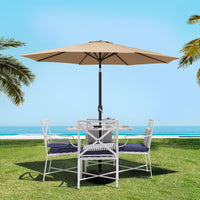 2.7m Outdoor Umbrella w/Base Pole Stand Garden Sun Beige