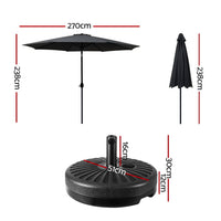 Outdoor Umbrella 2.7m Base Beach Pole Garden Tilt Sun Patio UV Black