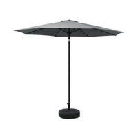 2.7m Outdoor Umbrella w/Base Pole Stand Garden Sun Charcoal