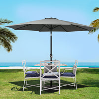 Outdoor Umbrella 3m Base Beach Pole Garden Tilt Sun Patio UV Charcoal