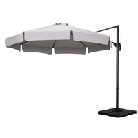 3m Outdoor Umbrella w/Base Cantilever Beach Roma 360 Degree Tilt Grey