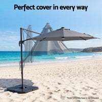Instahut Outdoor Umbrella 3m Solar LED Offset Cantilever Patio Parasol Charcoal
