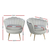 Artiss Armchair Velvet Grey Callista